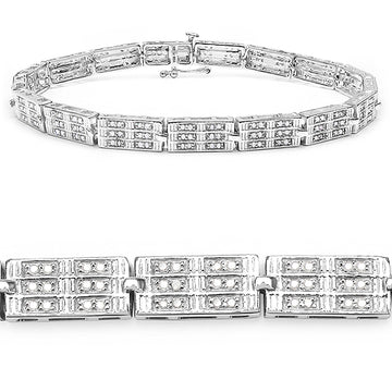 1.16 Carat Genuine White Diamond 14K White Gold Plated .925 Sterling Silver Bracelet